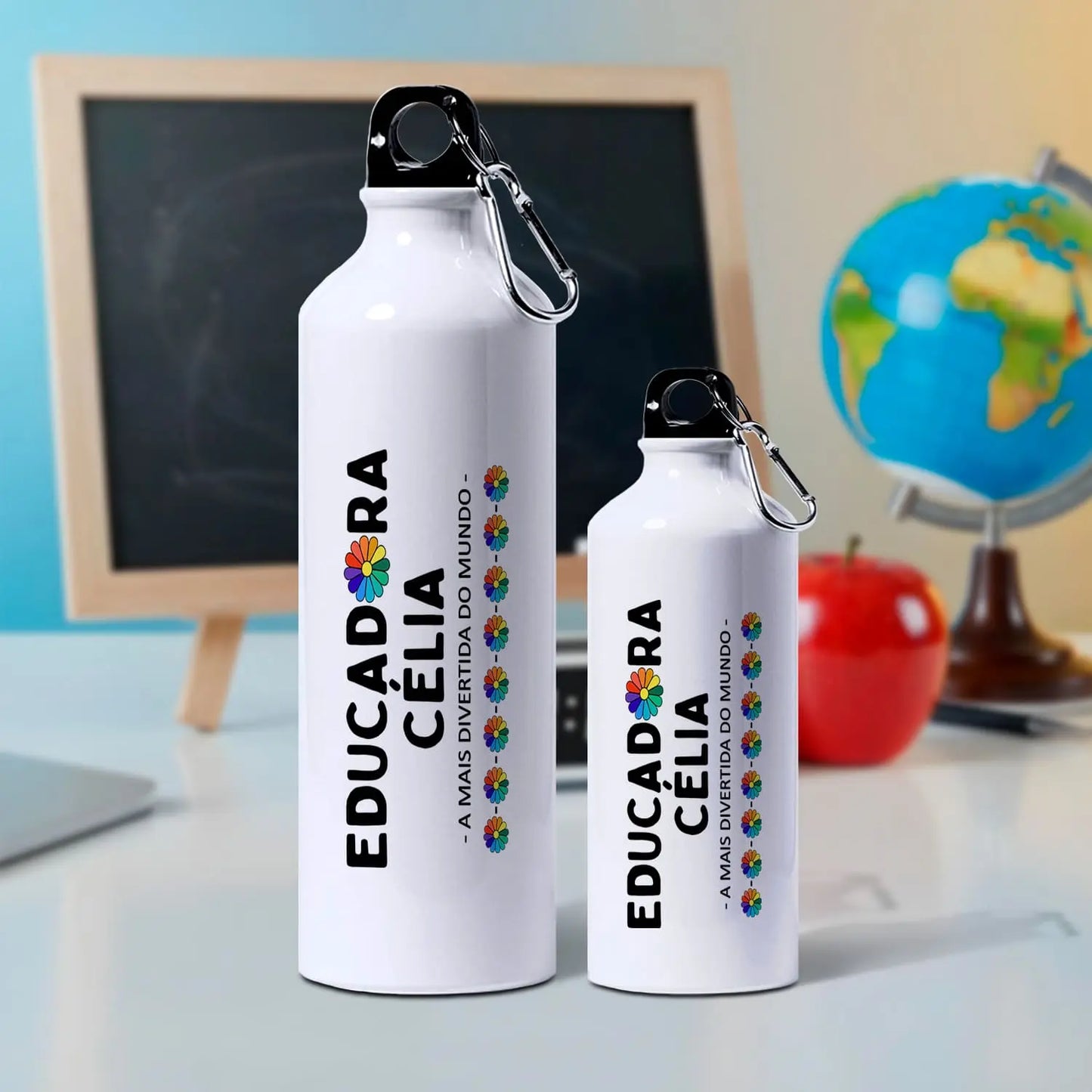 garrafa educadora personalizada com nome e frase