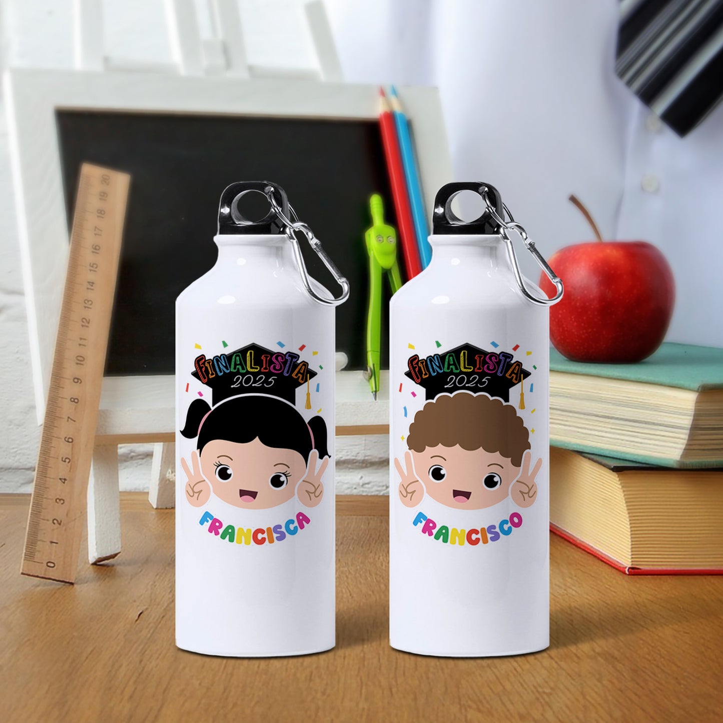garrafa finalista personalizada com nome e ano