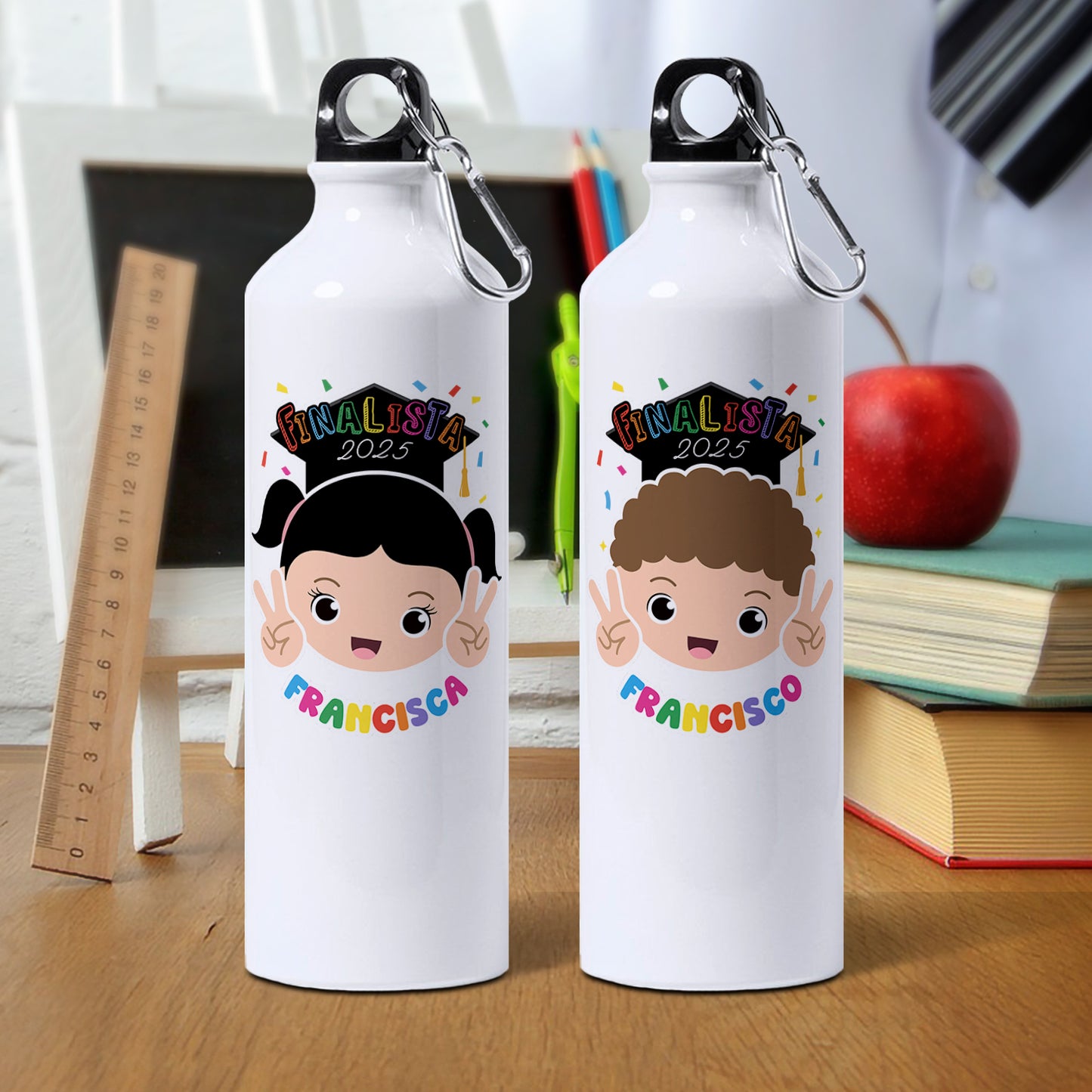 garrafa finalista personalizada com nome e ano