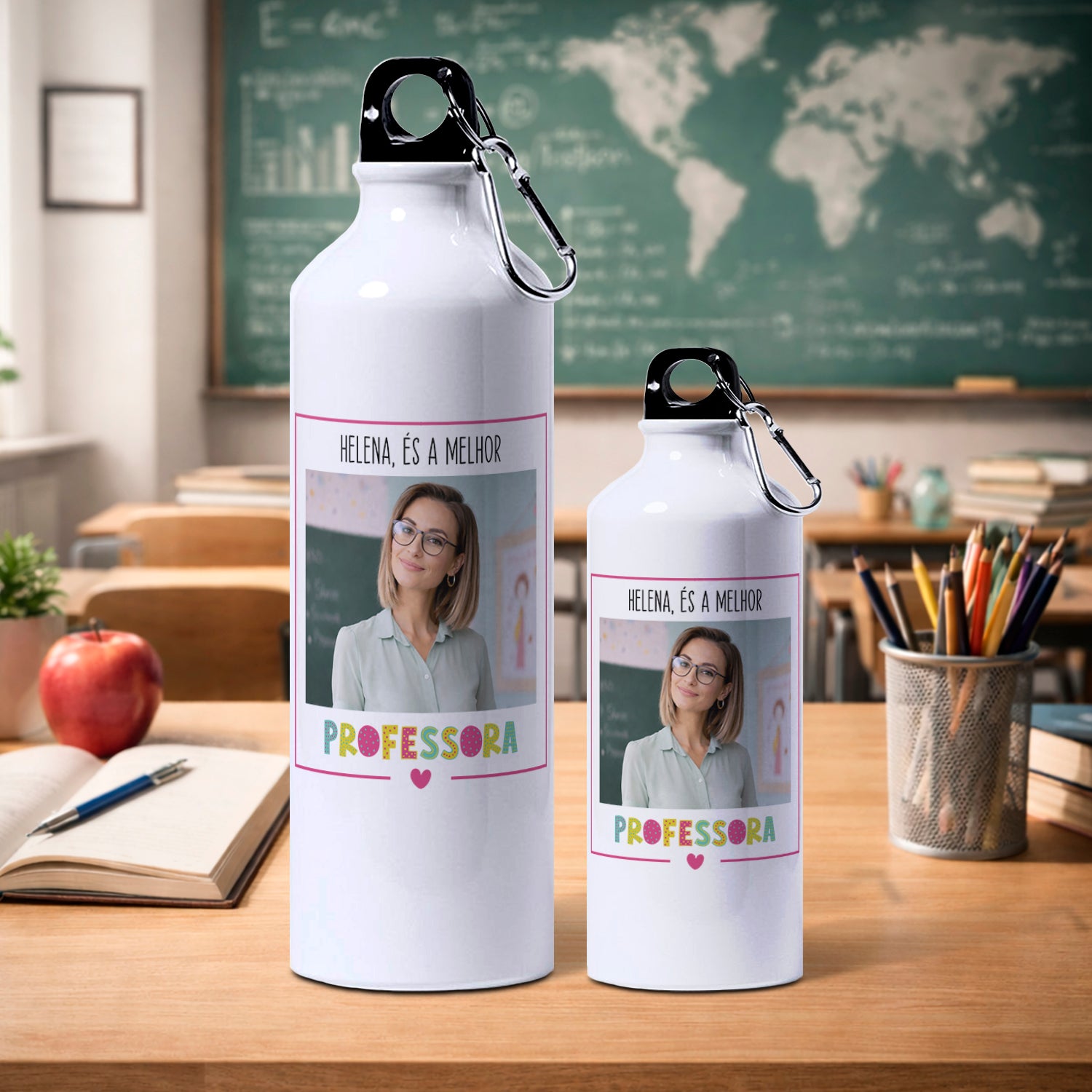 garrafa professora personalizada com nome e fotografia