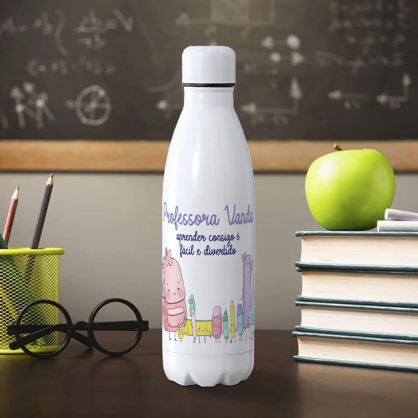 garrafa térmica professora personalizada com nome 