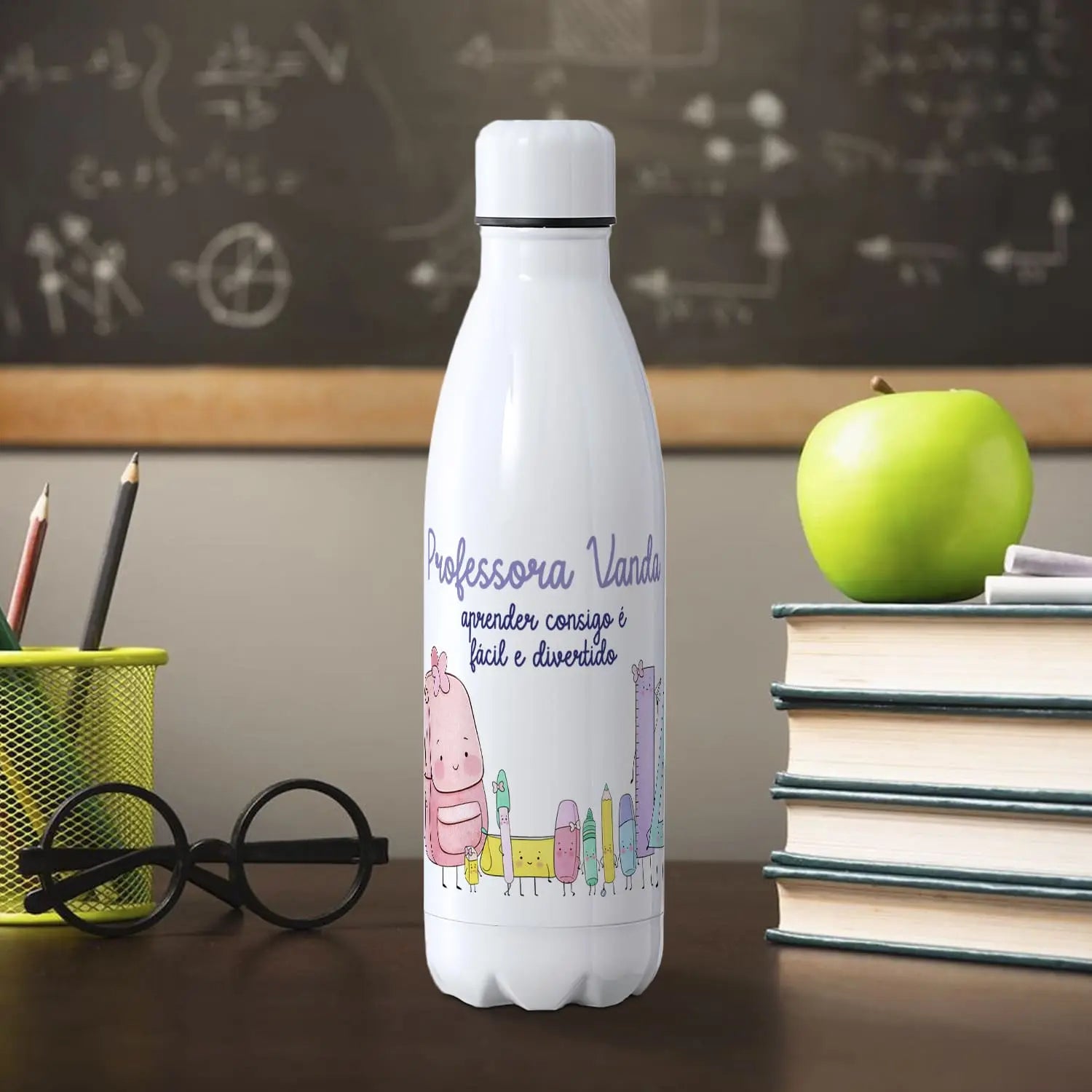 garrafa térmica professora personalizada com nome 