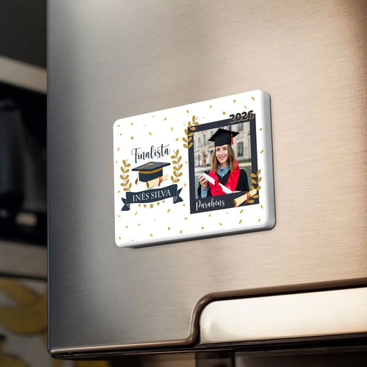 íman personalizado para finalista com nome, ano e fotografia