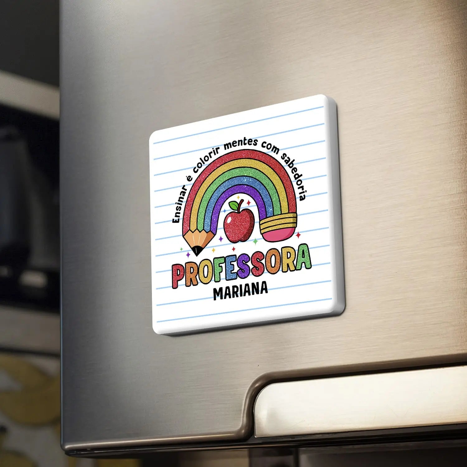 íman professora personalizado com nome e frase