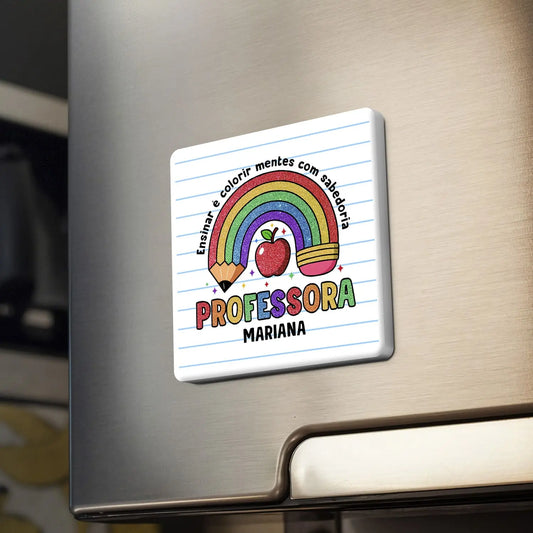 íman professora personalizado com nome e frase