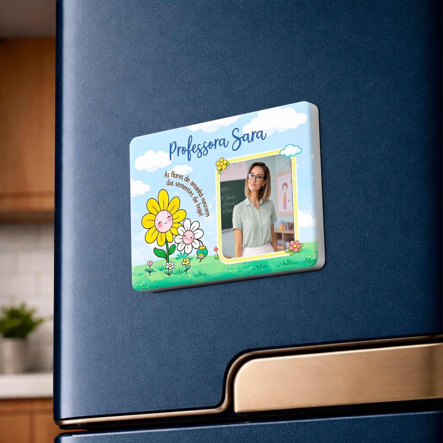 íman professora personalizado com fotografia e nome