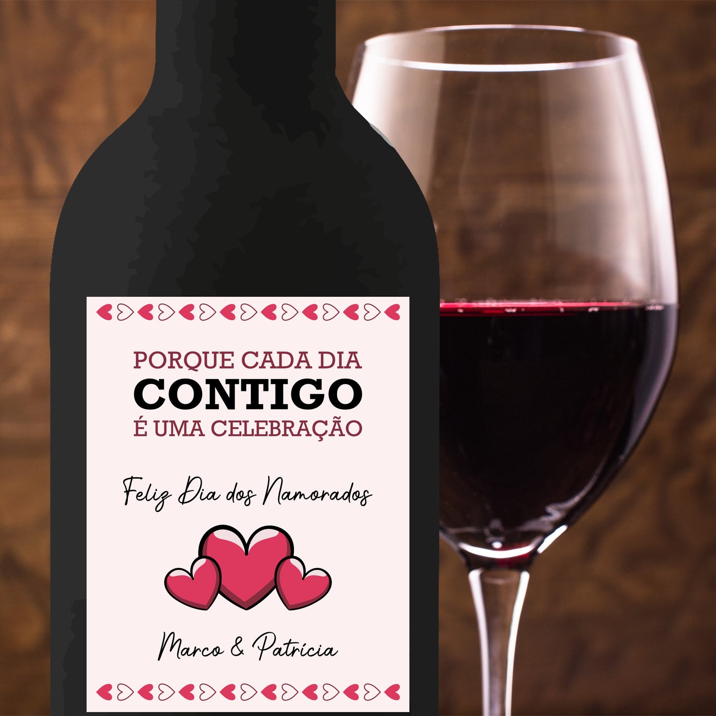 Kit de vinho "Contigo é uma Celebração"