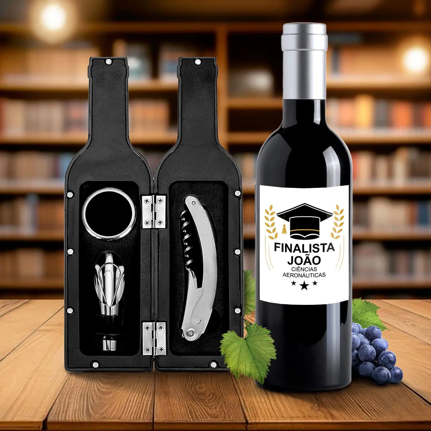 kit de vinho personalizado para finalista com nome e curso ou ano escolar 