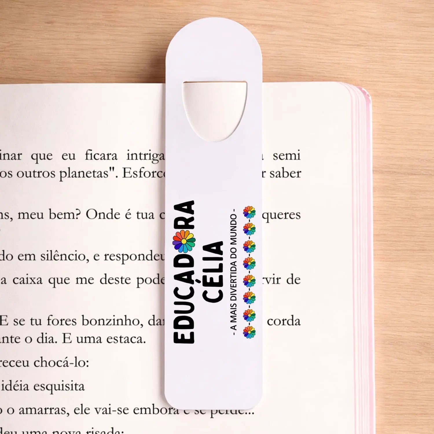 marcador de livro educadora personalizado com nome e frase