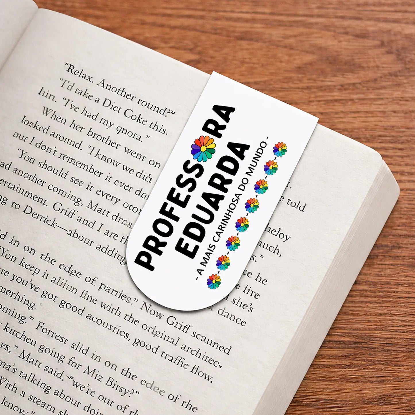 marcador de livro professora personalizado com nome e frase