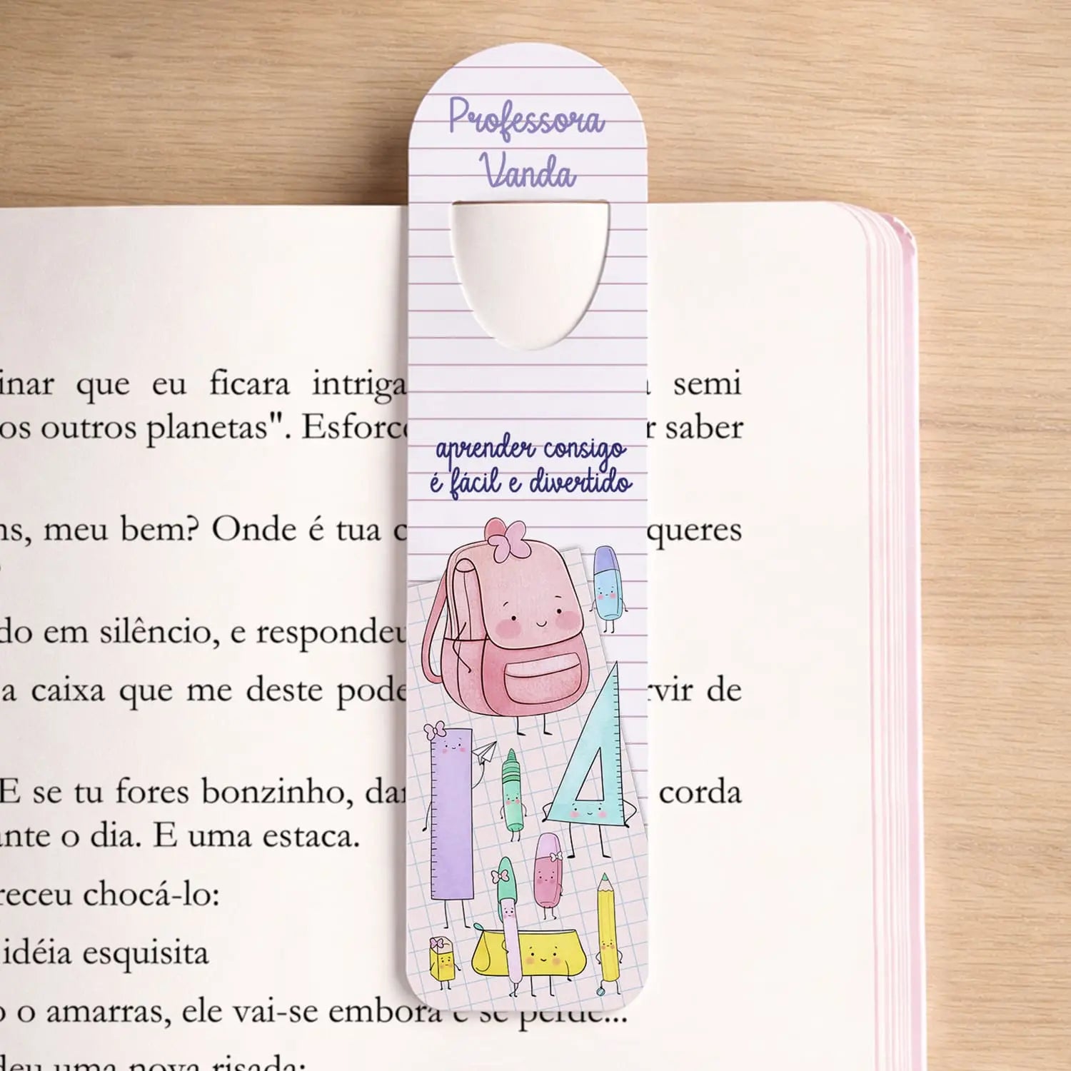marcador de livro professora personalizado com nome