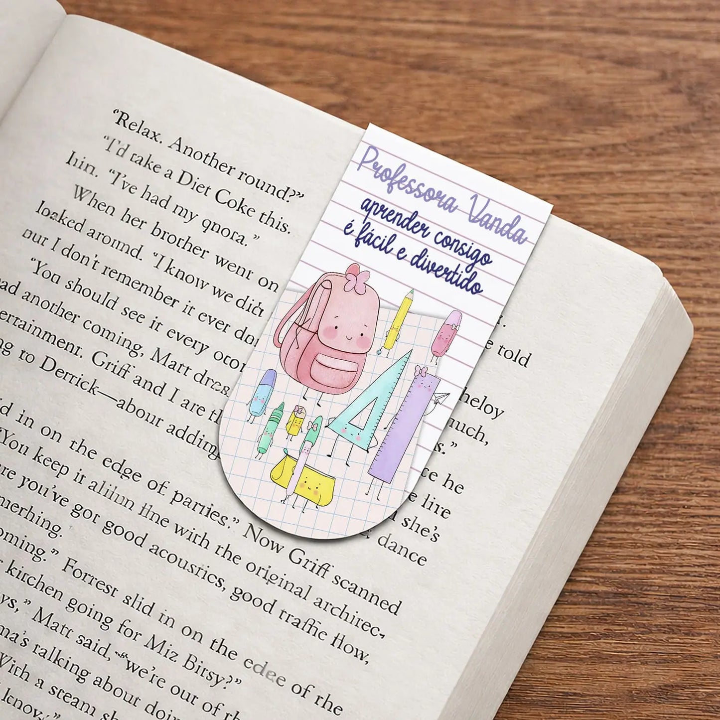 marcador de livro professora personalizado com nome