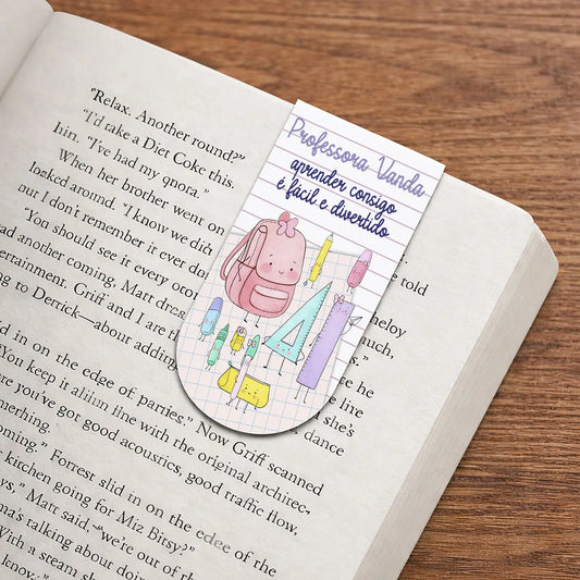 marcador de livro professora personalizado com nome