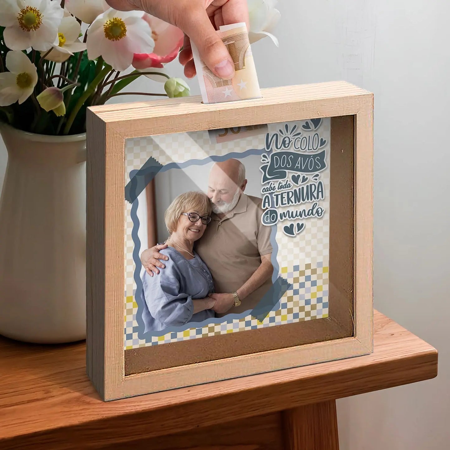 mealheiro personalizado para avós com fotografia