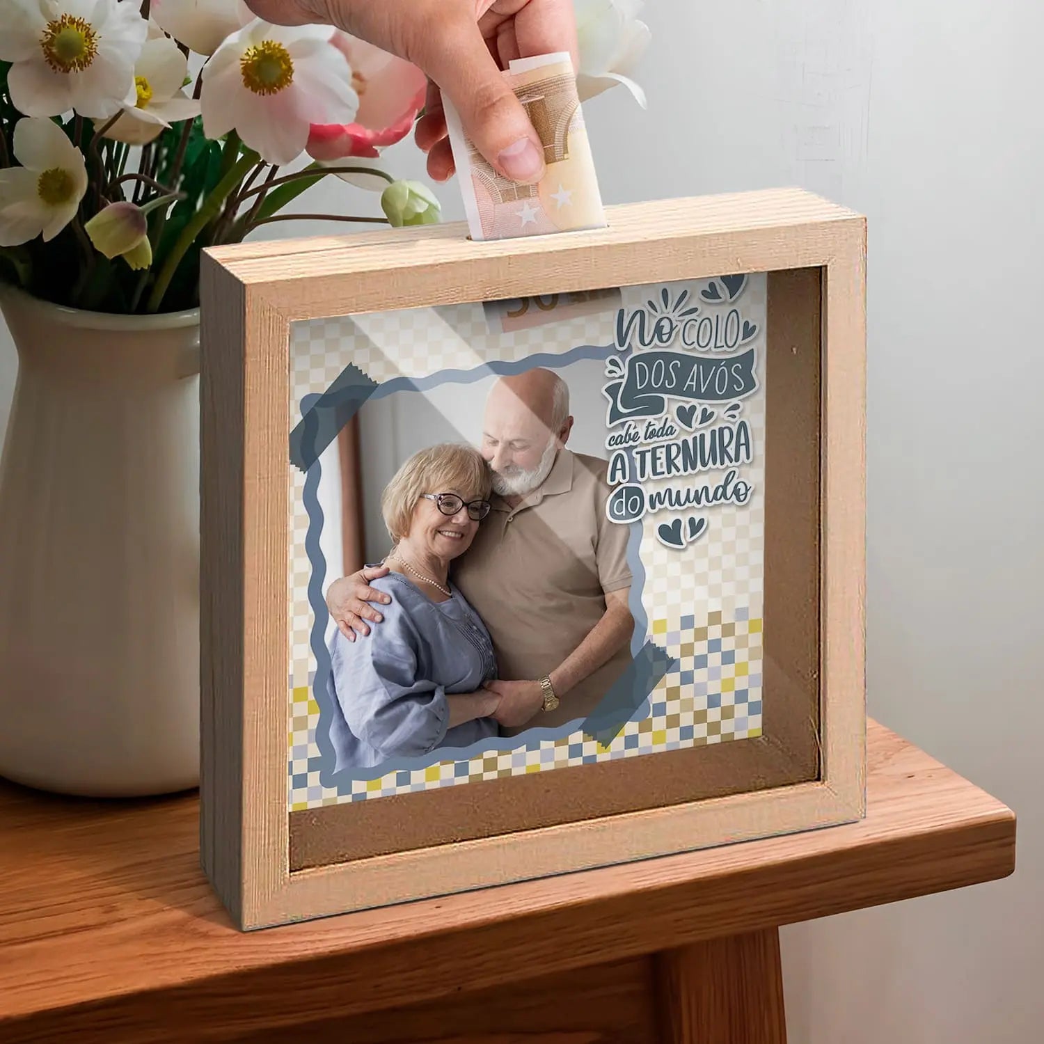 mealheiro personalizado para avós com fotografia