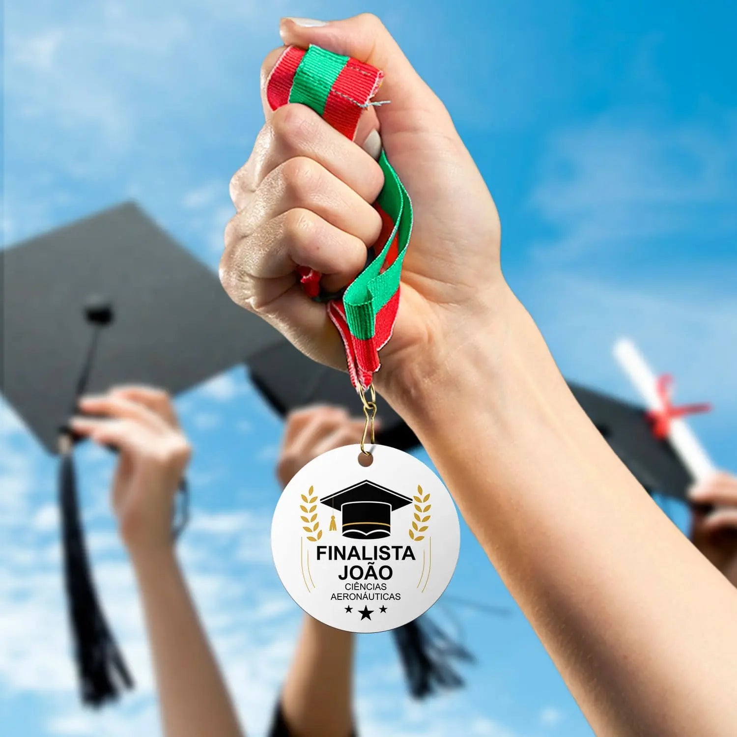medalha personalizada para finalista com nome e curso ou ano escolar 