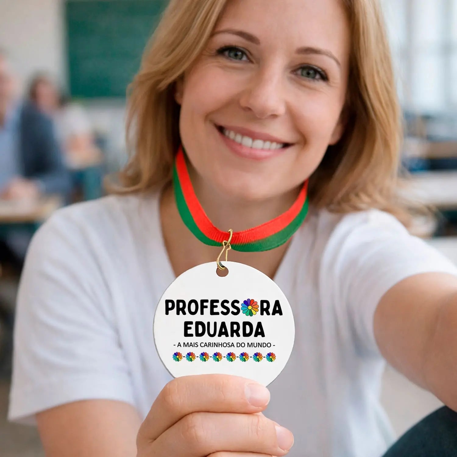 medalha professora personalizada com nome e frase