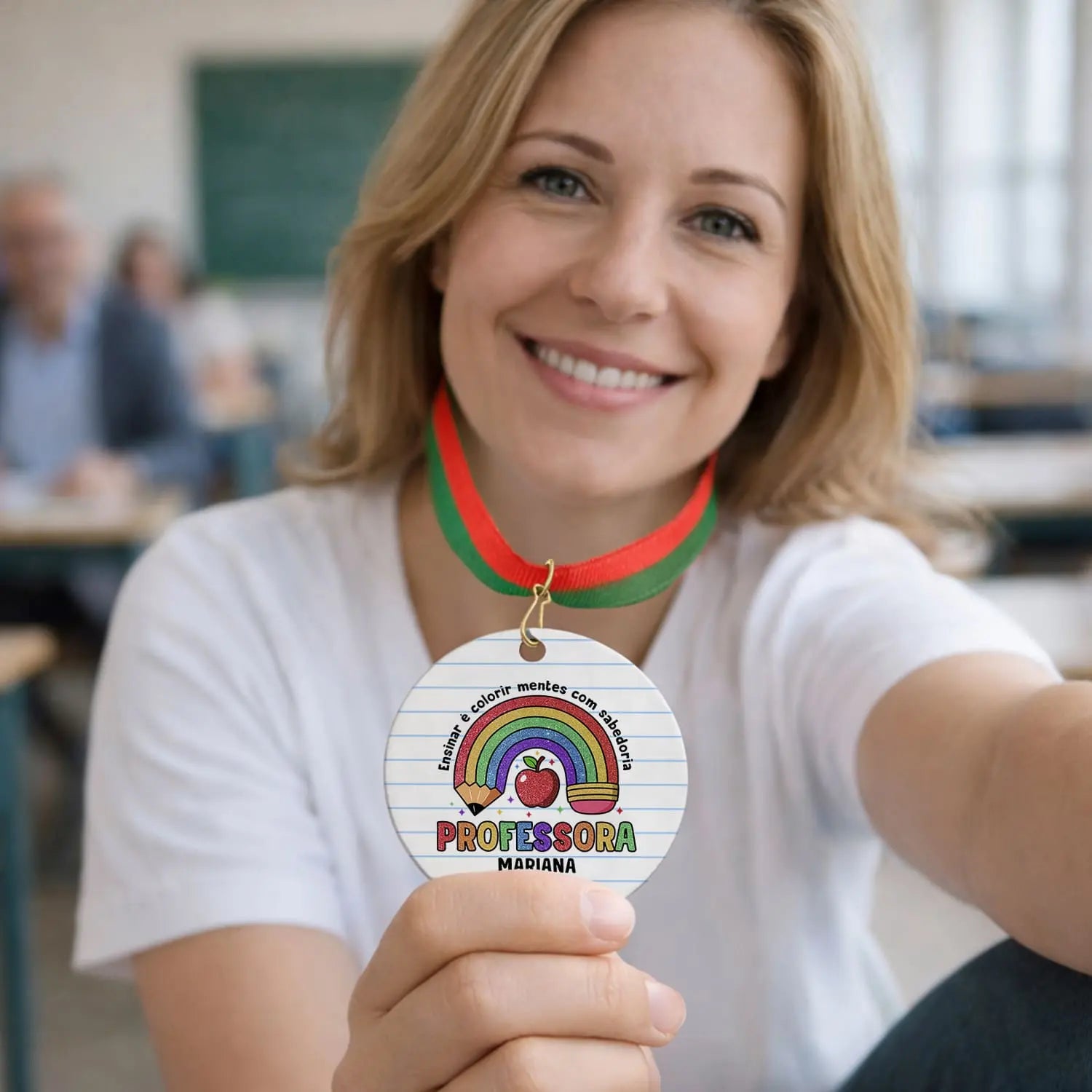 medalha professora personalizada com nome e frase