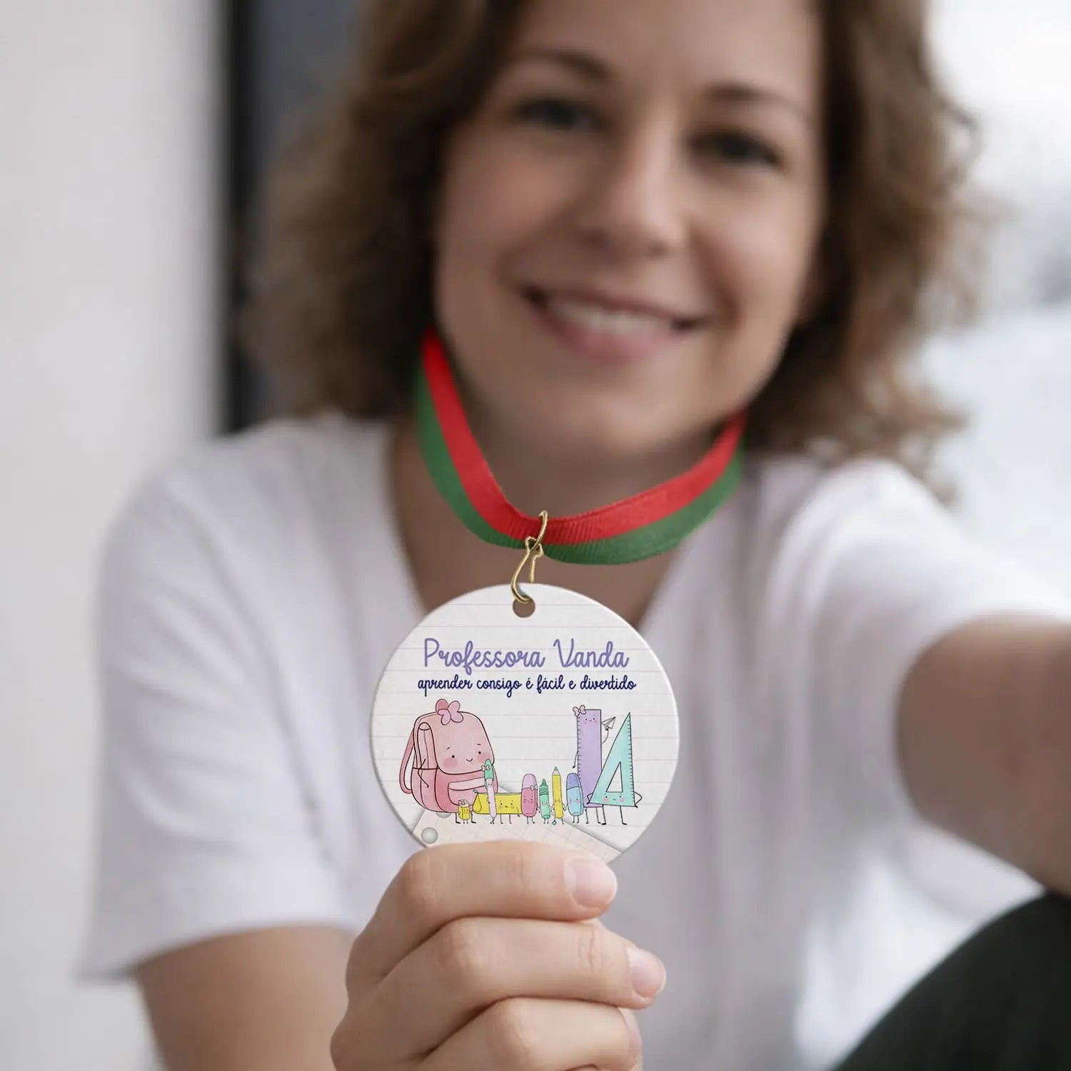 medalha professora personalizada com nome