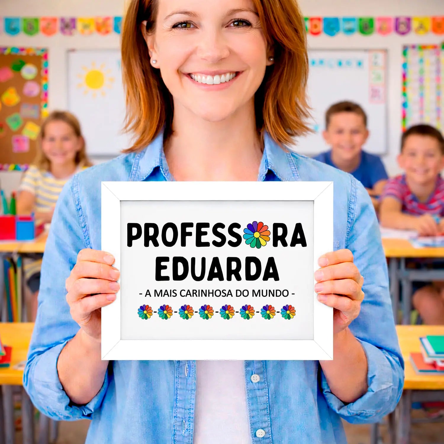 moldura professora personalizada com nome e frase