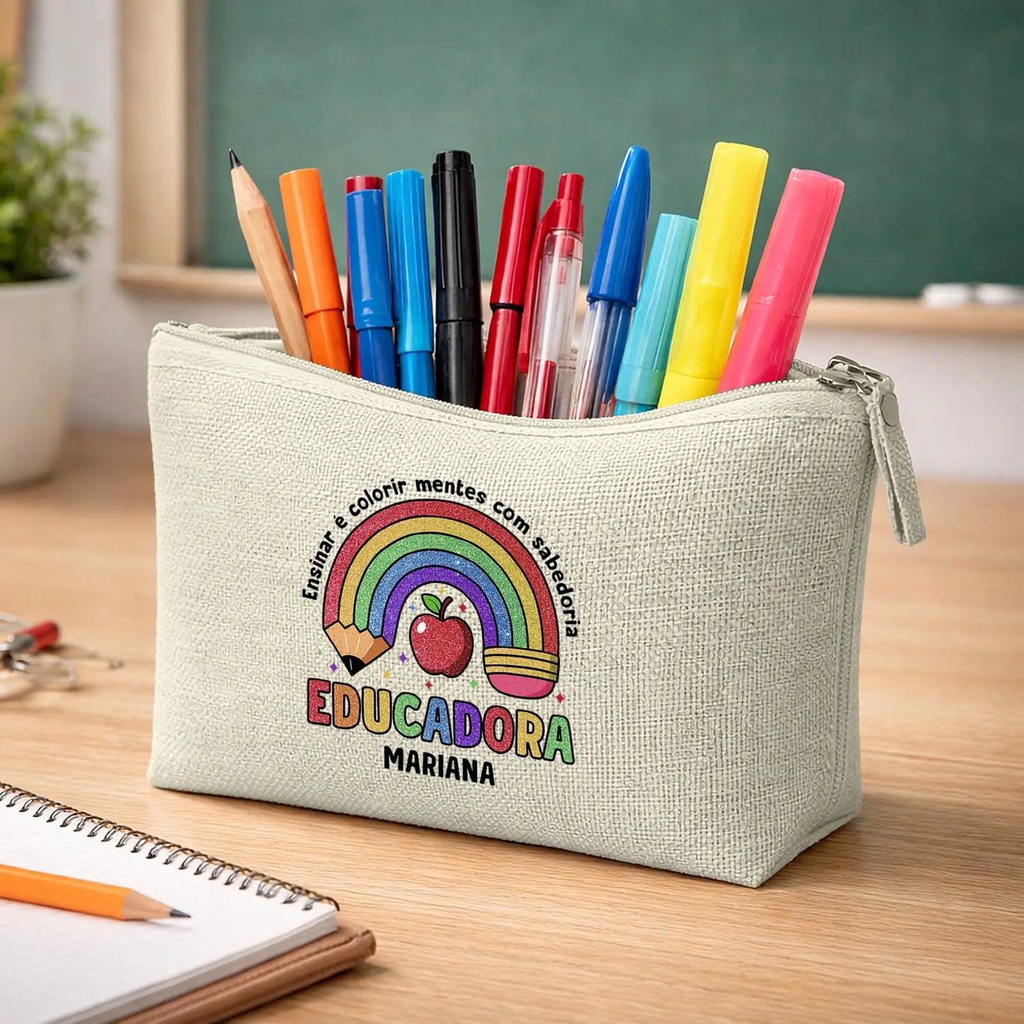 necessaire educadora personalizado com nome e frase