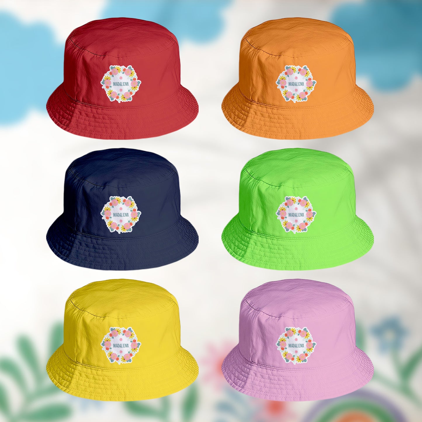 panamá personalizado com nome tema flores
