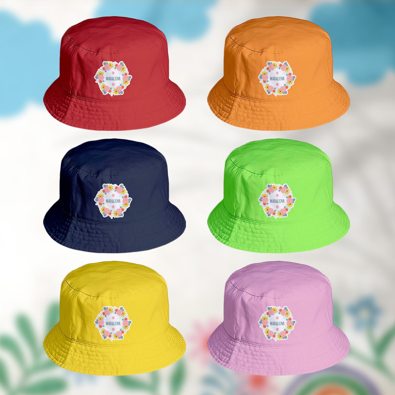 panamá personalizado com nome tema flores