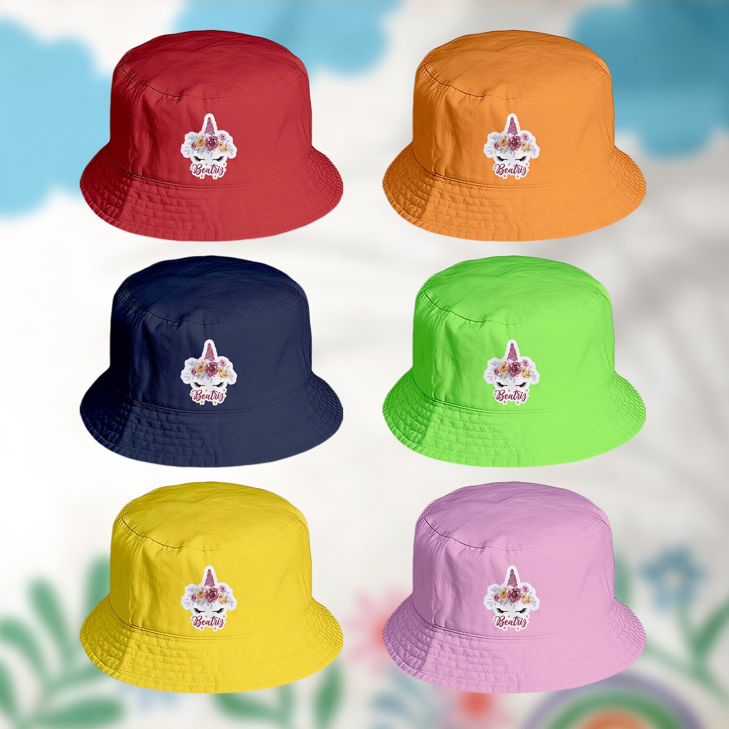 panamá personalizado com nome tema unicórnio