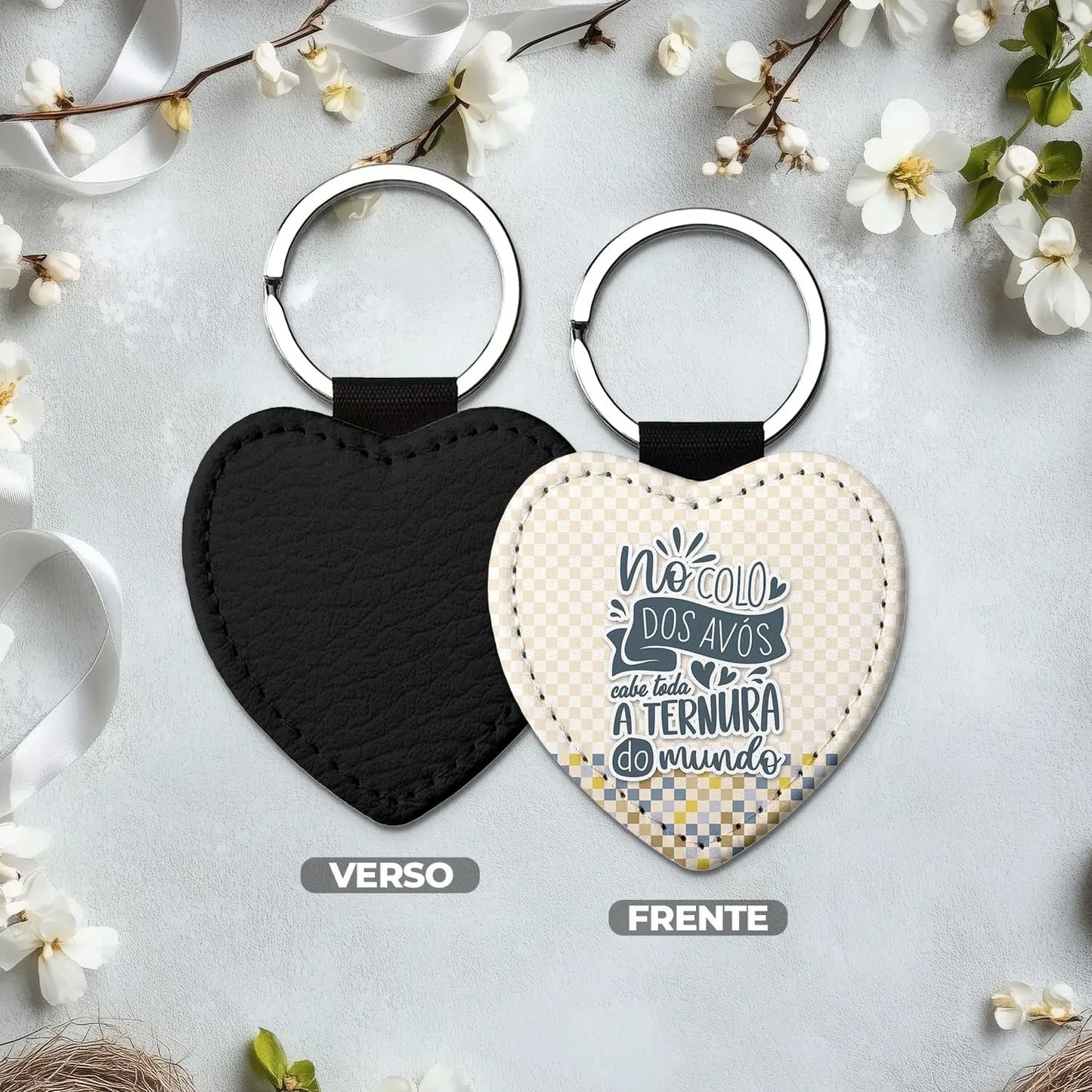 porta-chaves coração personalizado para avós com mensagem especial