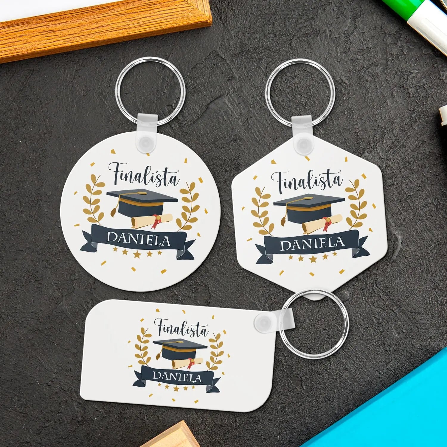 porta-chaves MDF personalizado para finalista com nome