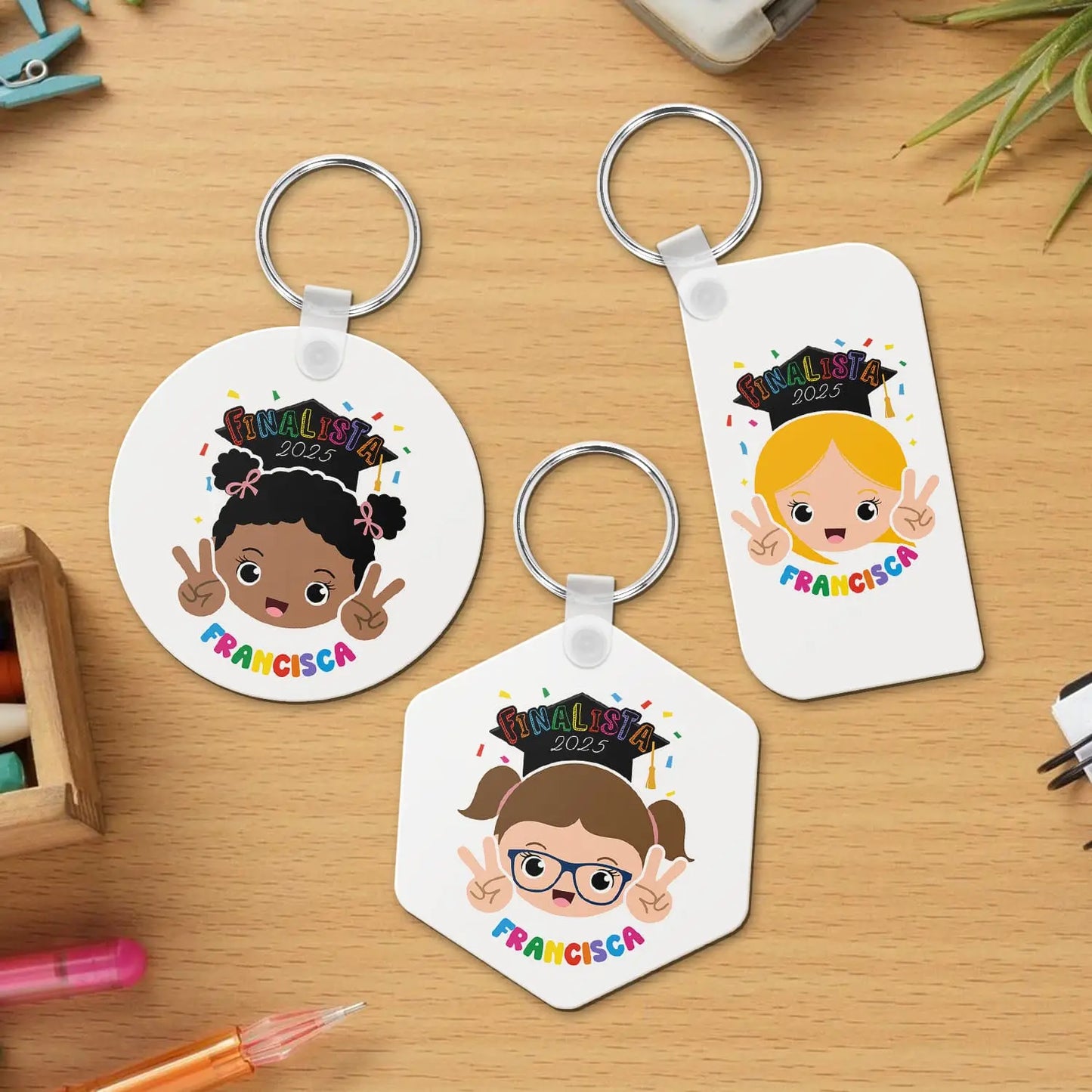 porta-chaves finalista personalizado com nome e ano