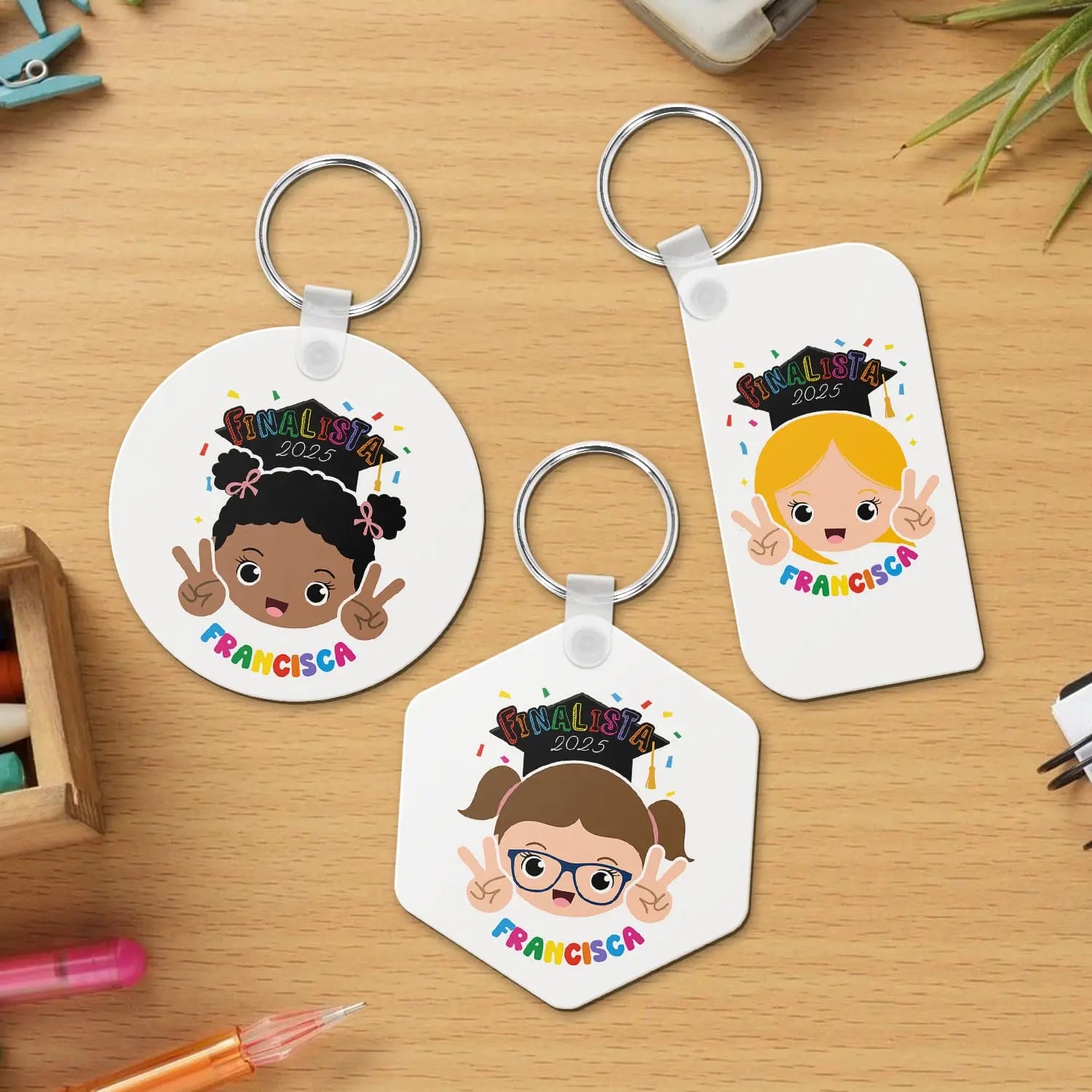 porta-chaves finalista personalizado com nome e ano