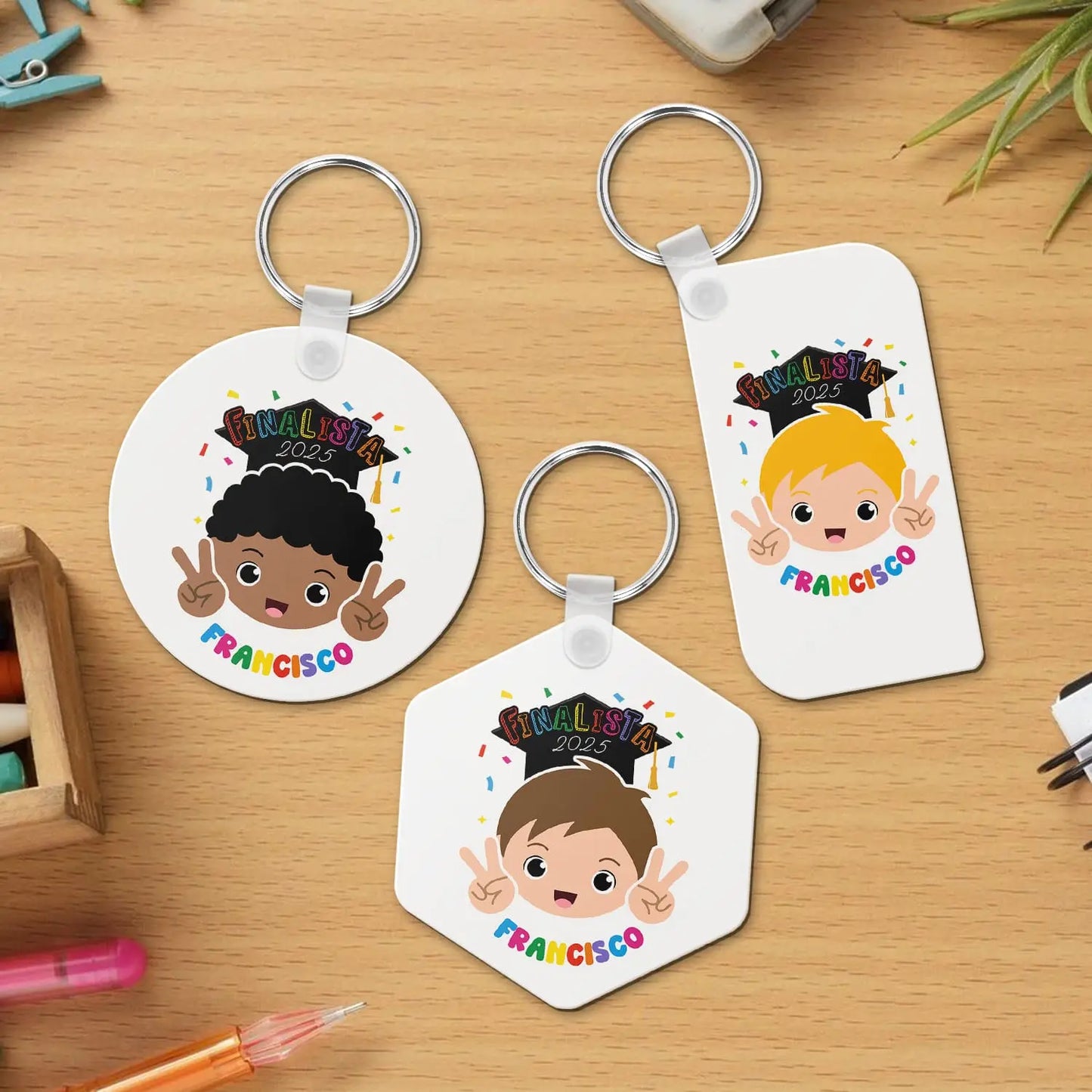 porta-chaves finalista personalizado com nome e ano