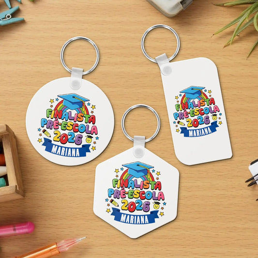 porta-chaves finalista personalizado com nome e ano