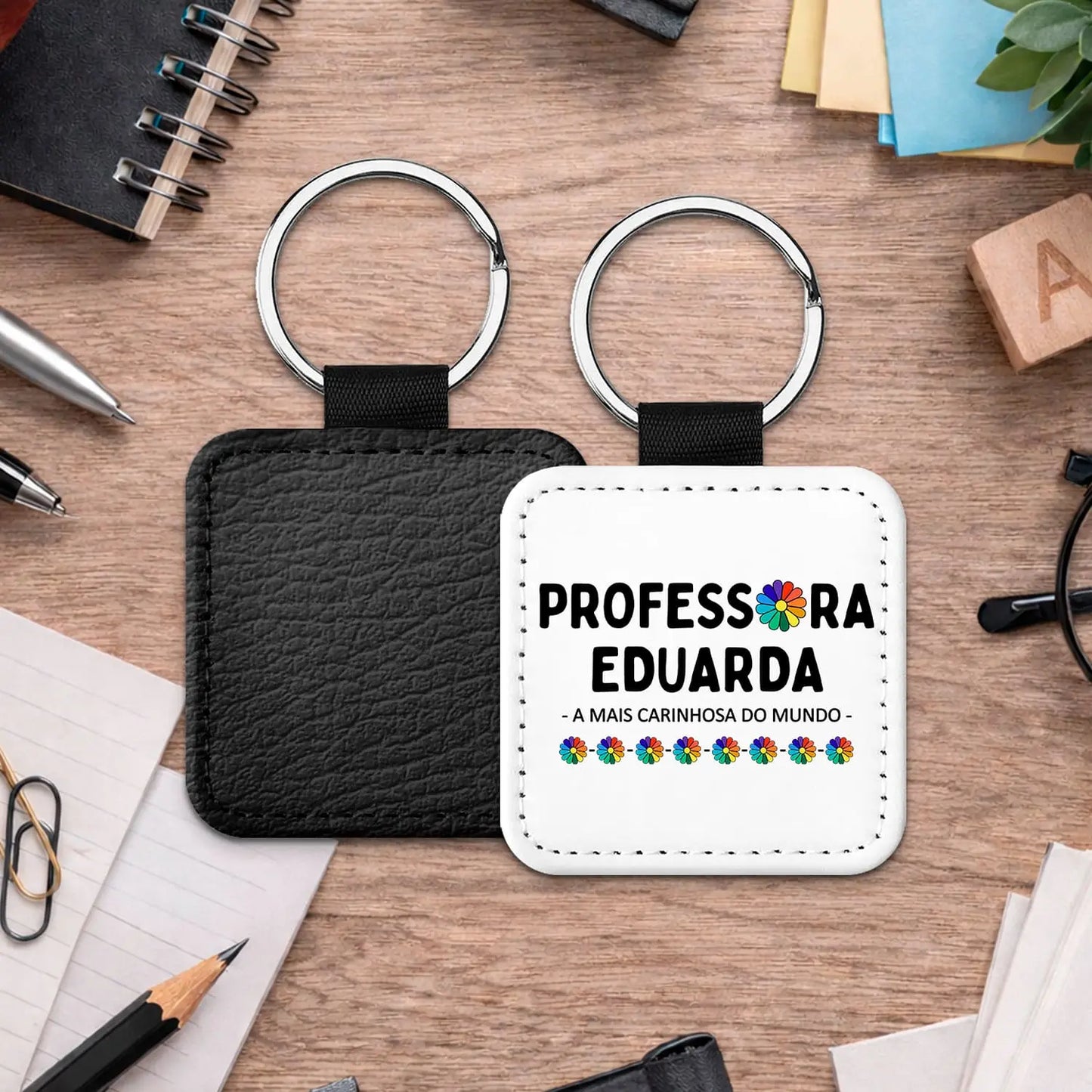 porta-chaves professora personalizado com nome e frase