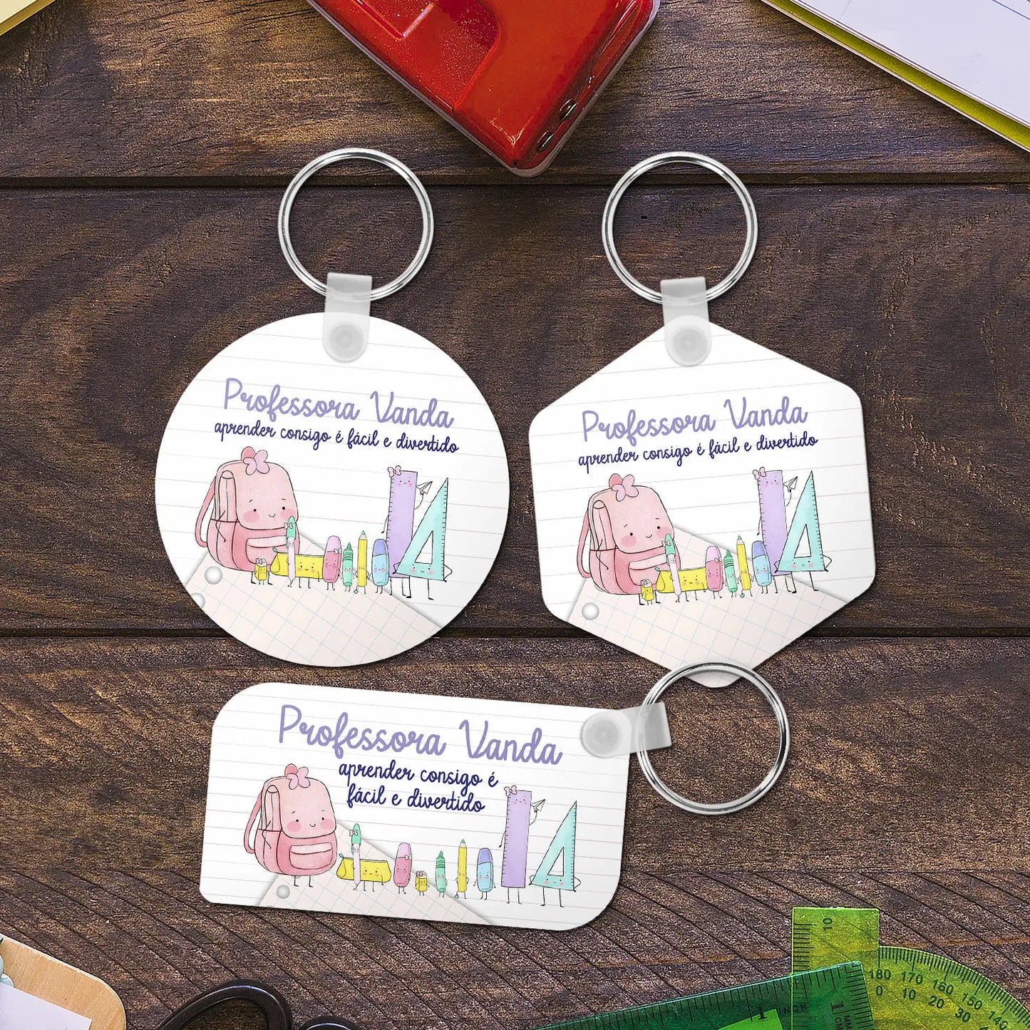porta-chaves mdf professora personalizado com nome