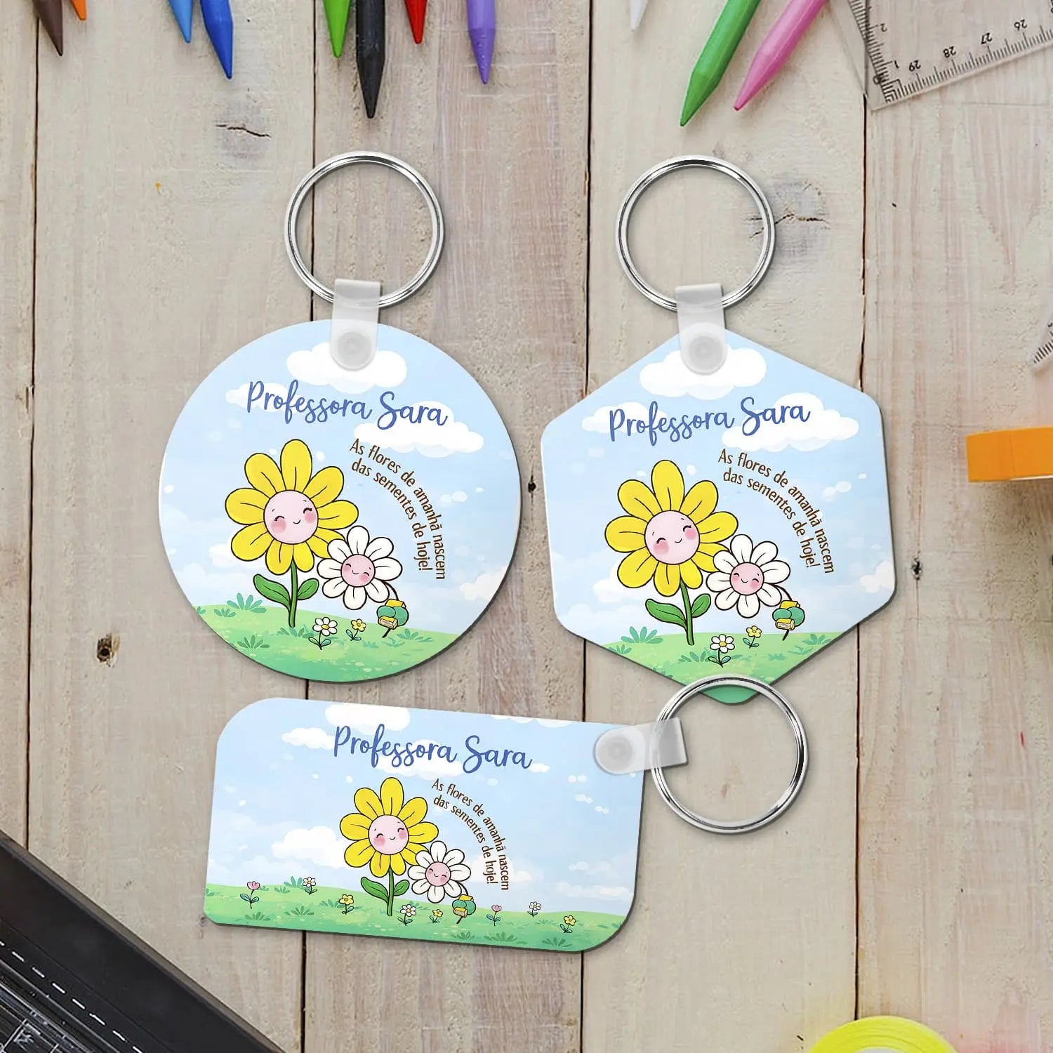 porta-chaves mdf professora personalizado com nome