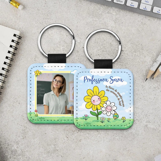 porta-chaves professora personalizado com fotografia e nome