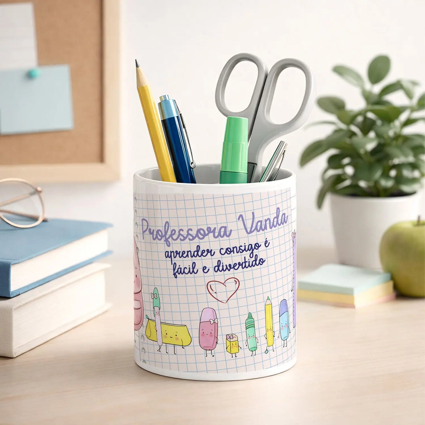porta lápis professora personalizado com nome