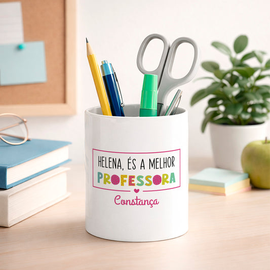 porta lápis professora personalizado com nome