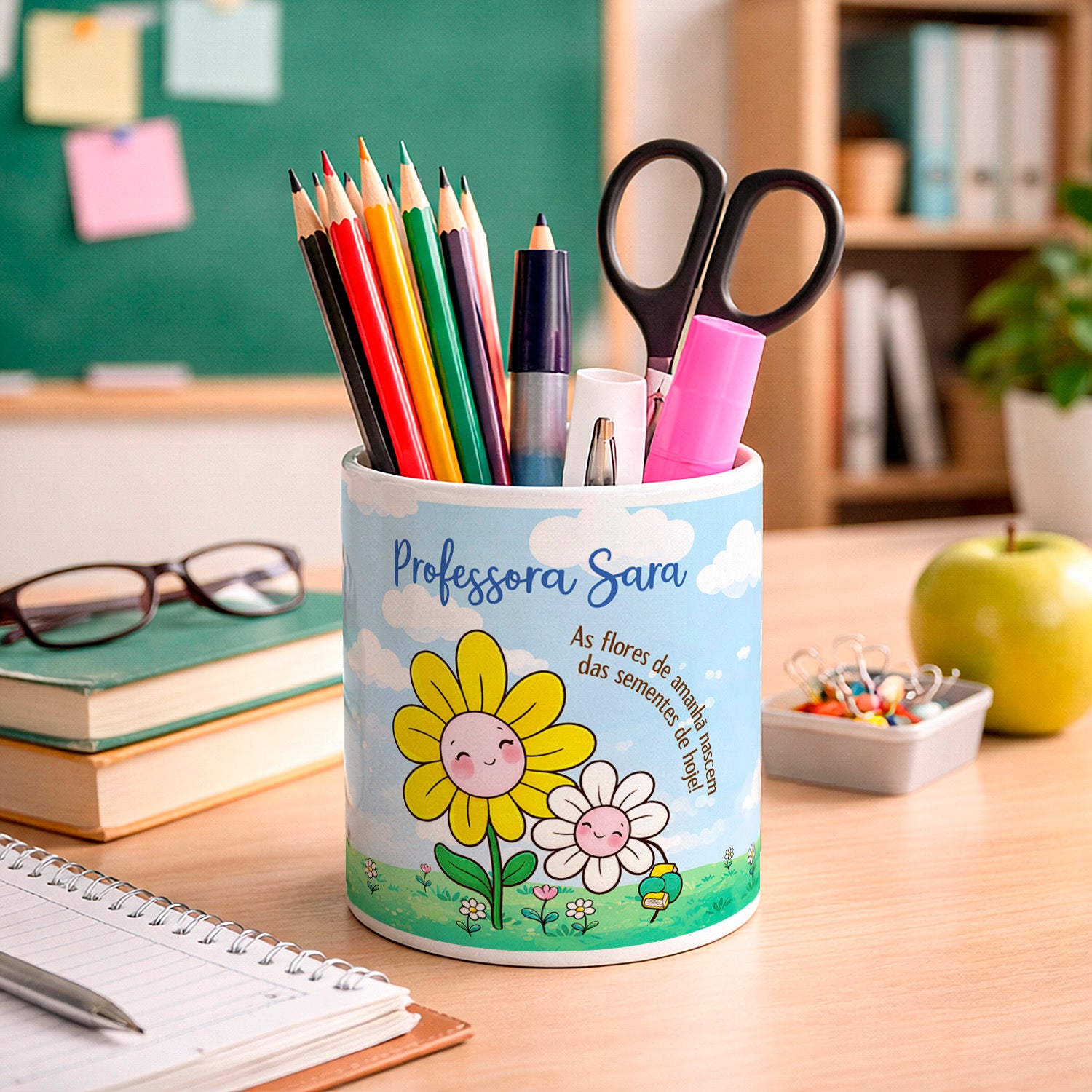 porta lápis professora personalizado com nome