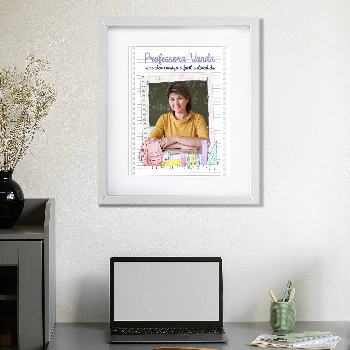quadro professora personalizado com fotografia e nome