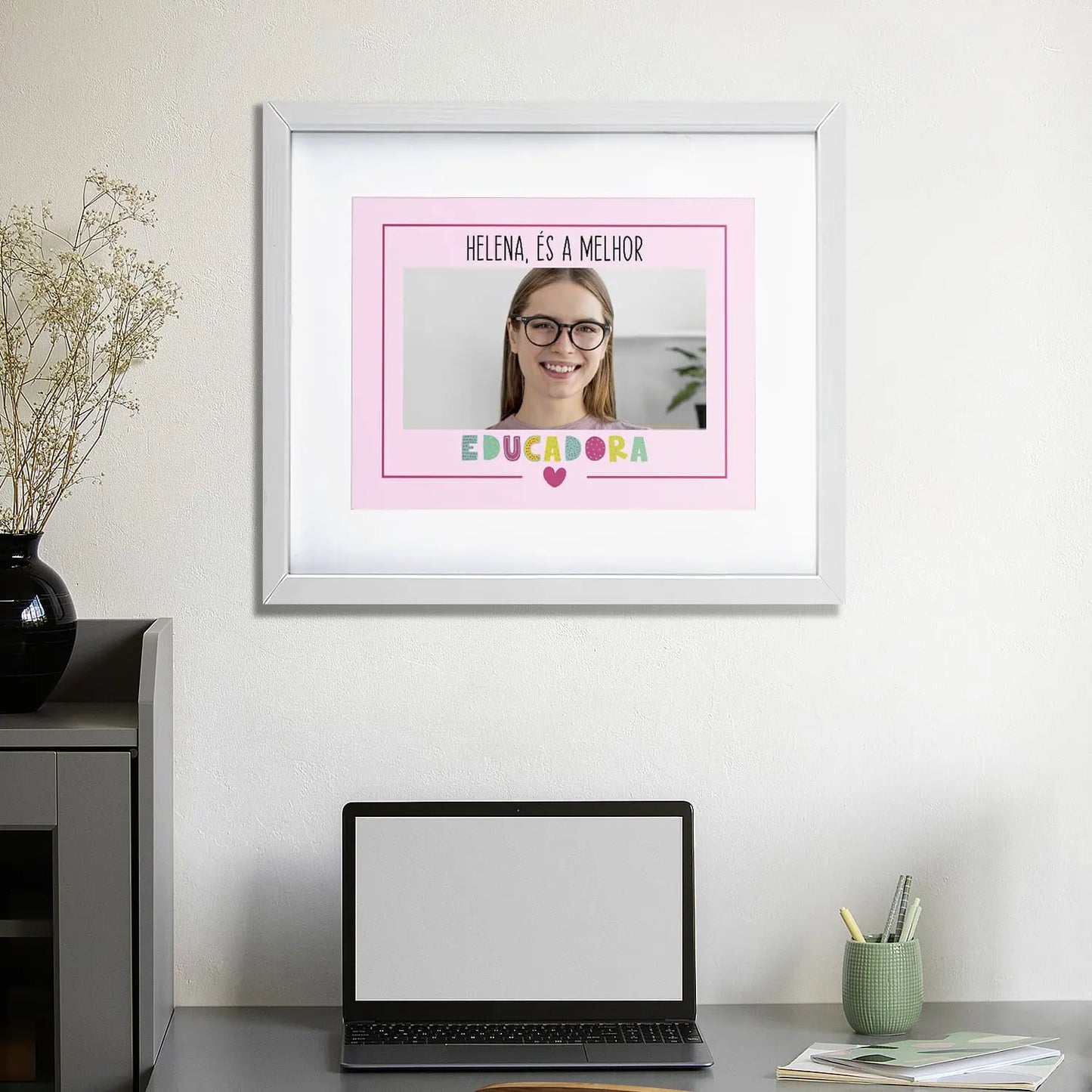quadro educadora personalizado com nome e fotografia