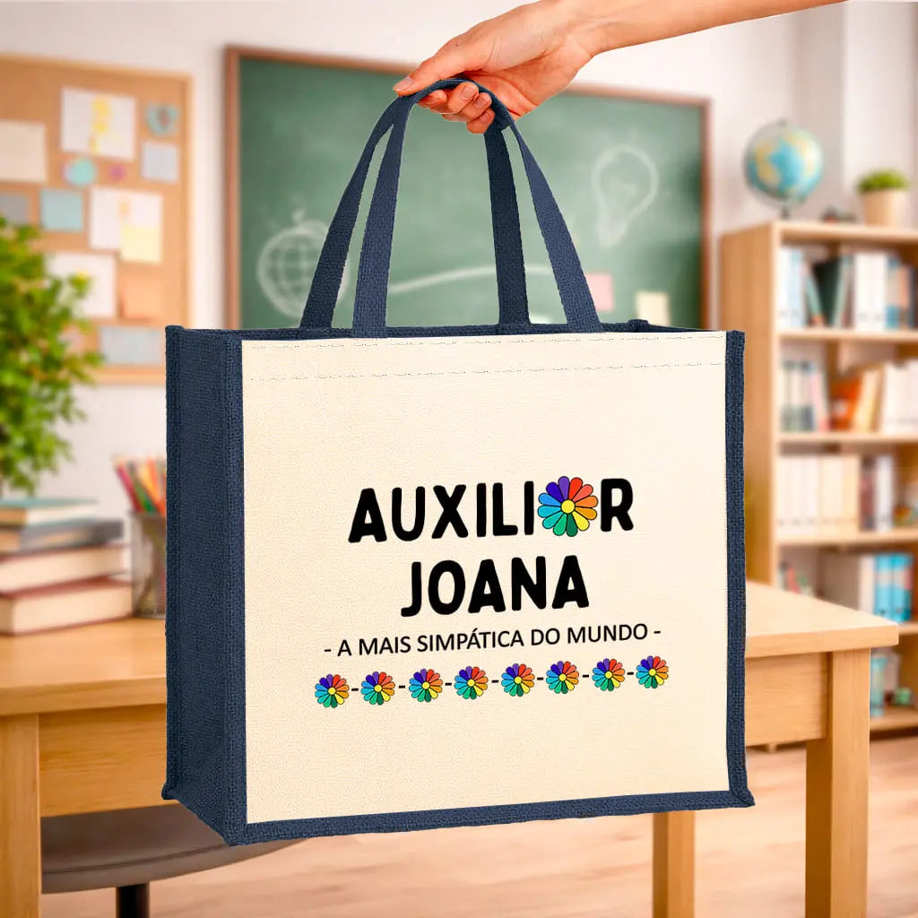 saco auxiliar personalizado com nome e frase