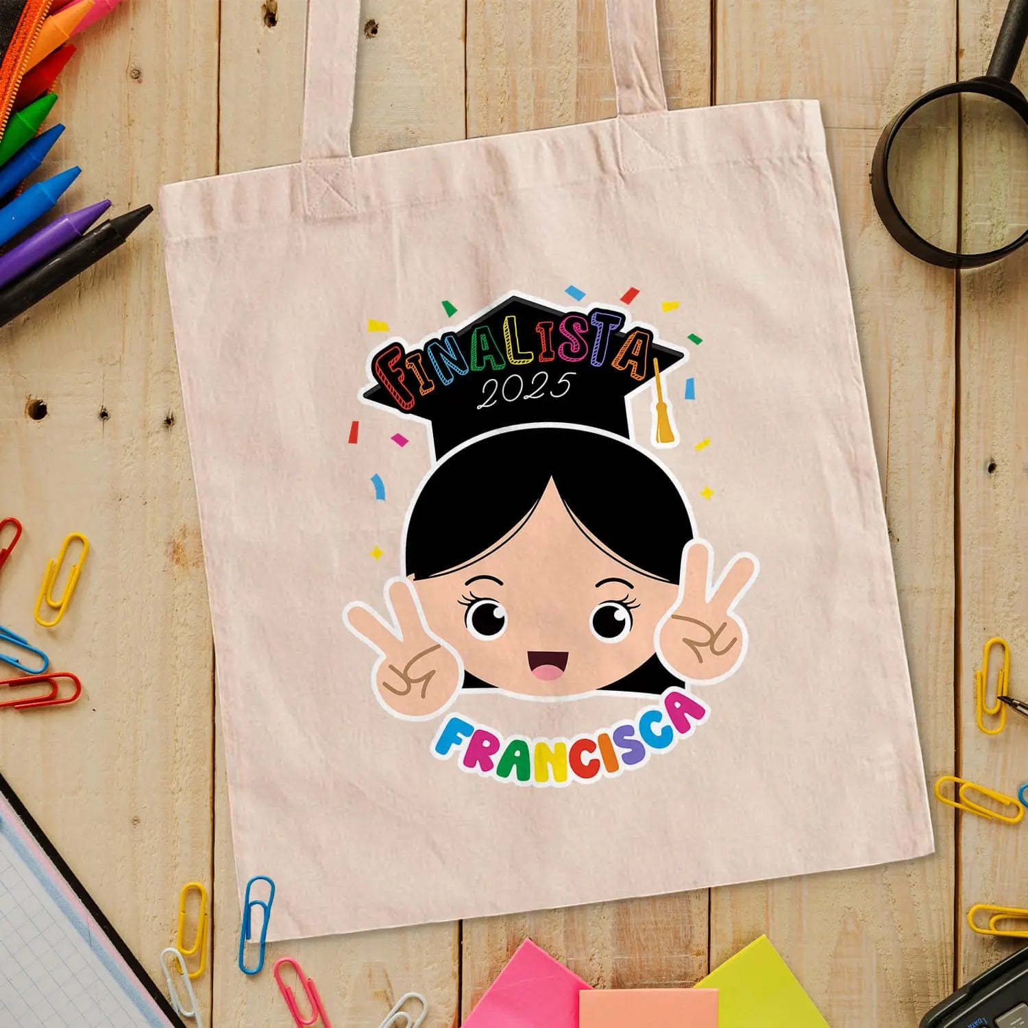 saco de pano personalizado com nome e ano