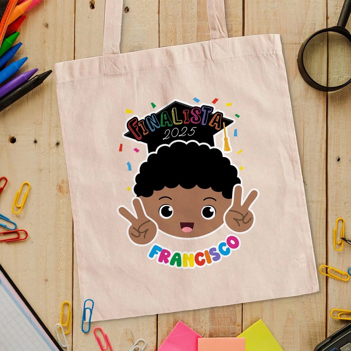 saco de pano personalizado com nome e ano