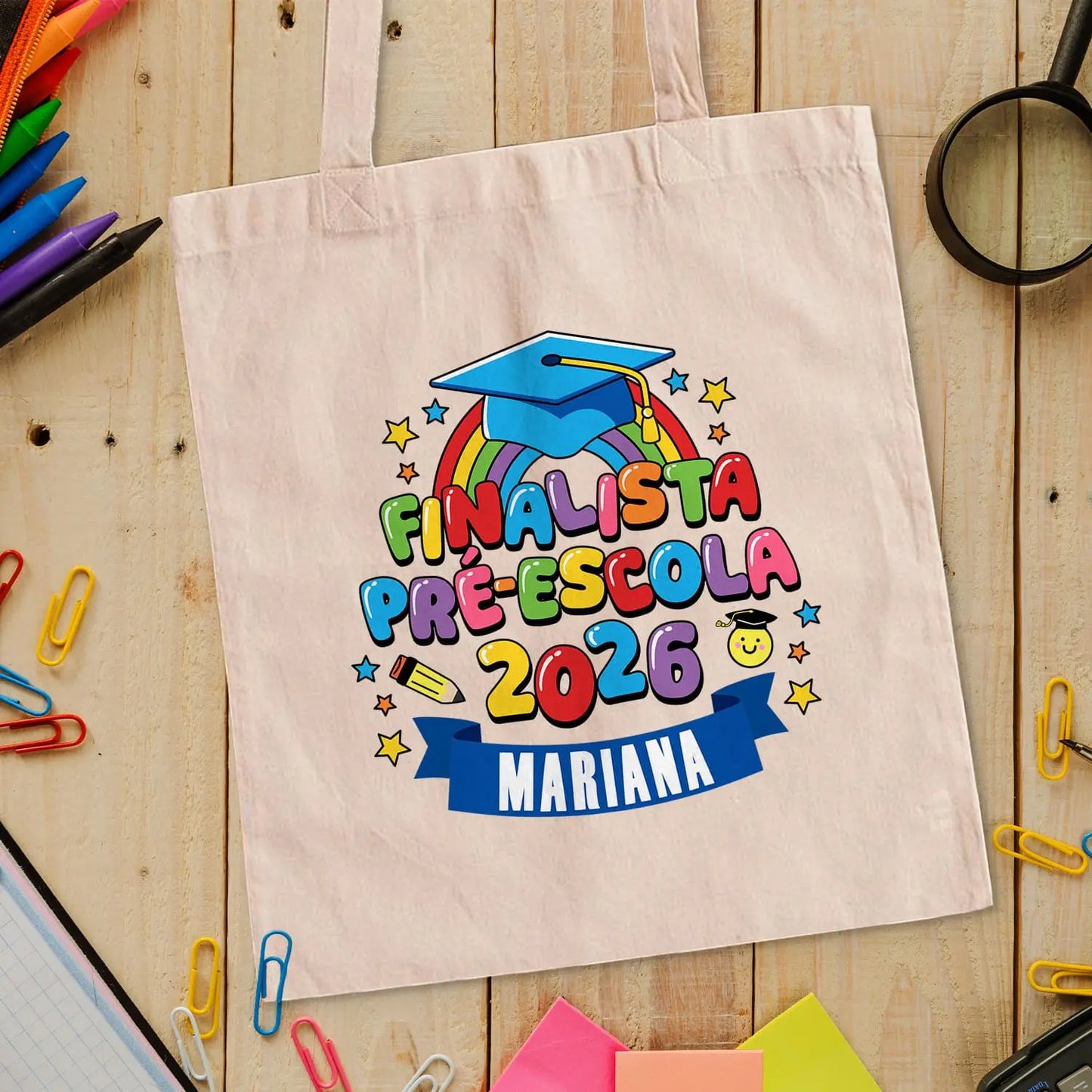 saco de pano personalizado com nome e ano