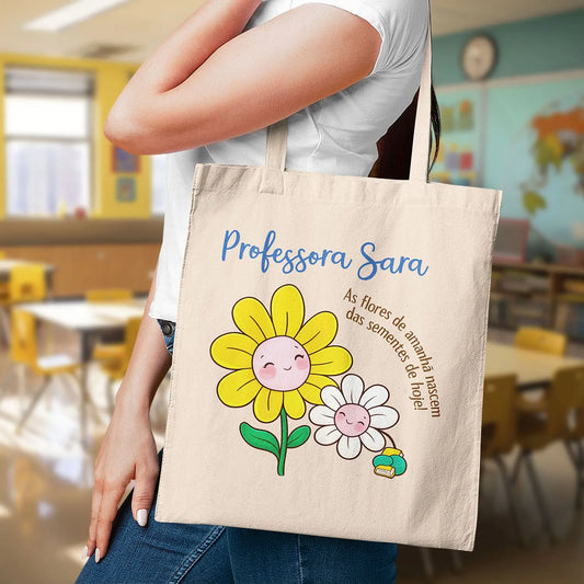 saco de pano professora personalizado com nome
