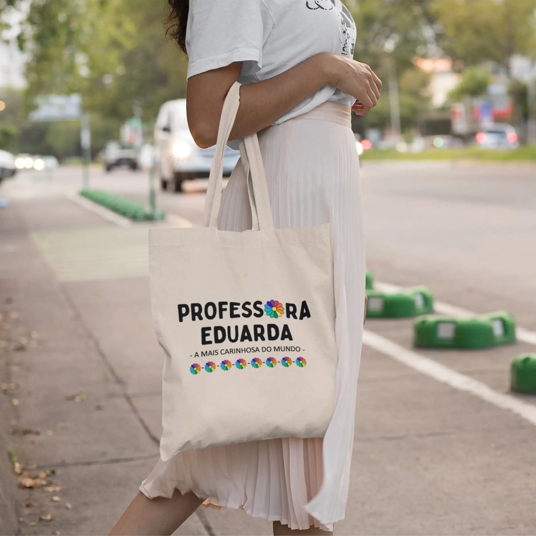 saco de pano professora personalizado com nome e frase