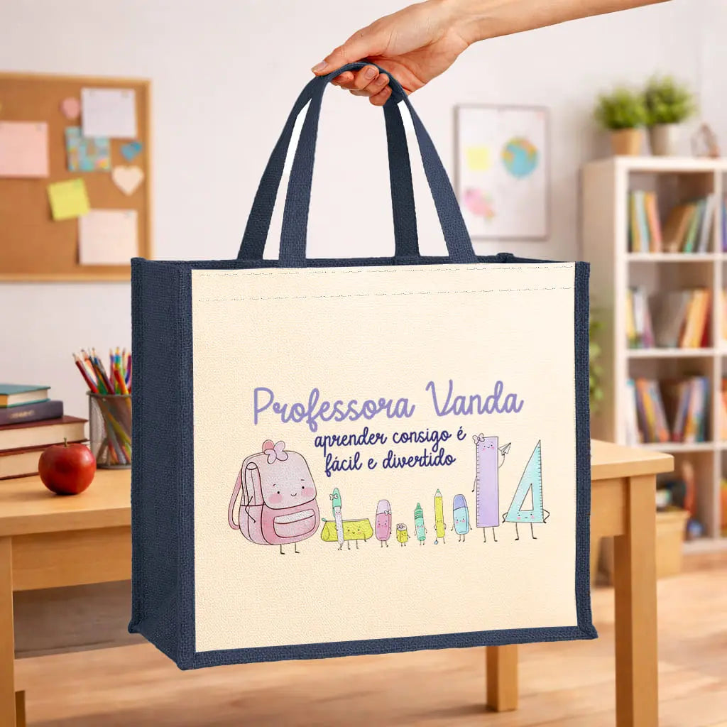 saco professora personalizado com nome